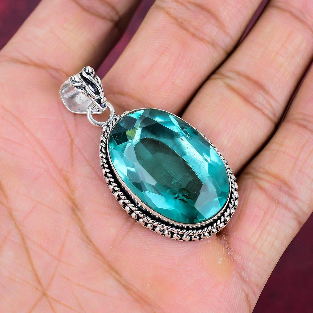 Подвеска Aqua Apatite, кулон из стерлингового серебра 925 пробы, ювелирные изделия ручной работы с драгоценными камнями, подарки для жены, абсолютно новый кулон