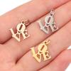 2pcs/Lot Polish Letter Love Stainless Steel Charms for Jewelry Making Gold Color Metal Necklace Pendant DIY Bracelet Necklace
