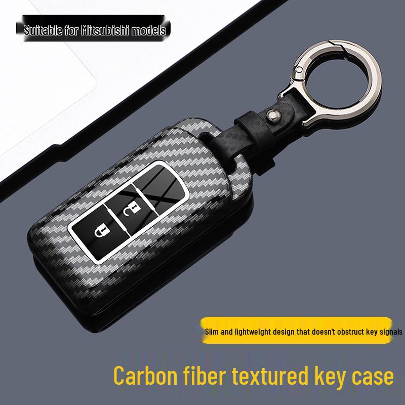 Mitsubishi Key Cover: Carbon Fiber Textured Full Coverage for Outlander, ASX, Escape, Lancer