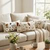Pastoral Floral Embroidered Cushion Cover Canvas Decorative Pillow Case  Living Room