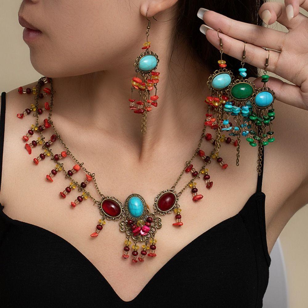 Богемные стили Фестивальная цепочка на лоб Разноцветные бусины Бусины Кисточки Повязки на голову Бохо украшения