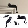 3/4Pcs Halloween Black Cat Decor Wooden Cat Silhouette Door Corner Decor Scary Family Home Party Hanging Sign Cutout Door Window Decoration
