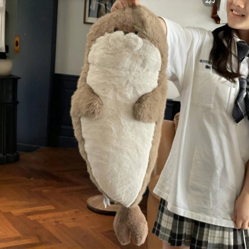 1 Piece Brown Seal Stuffed Animal Birthday Gift For Boys And Girls Kawaii Cartoon Sea Creature Sea Otter Plush Doll Pillow