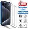 3Pcs Tempered Glass for iPhone 14 13 12 11 15 16 Pro Max Mini Screen Protector for iPhone XR X XS MAX SE 2020 Protective Glass