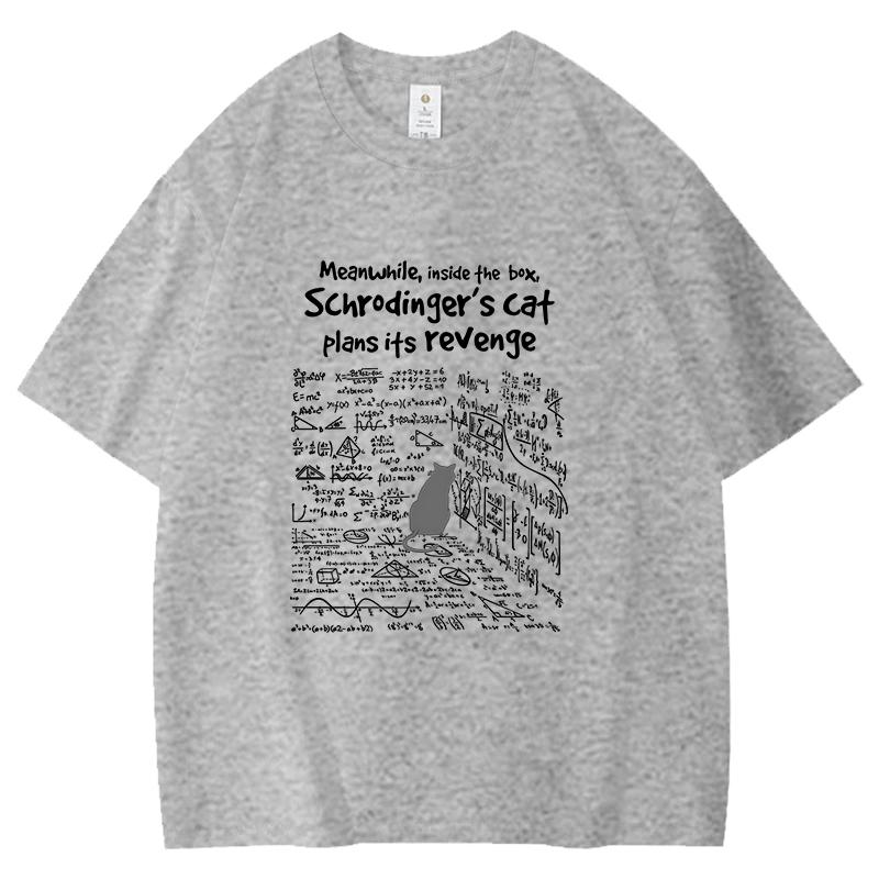 Cat Plans Its Revenge Pattern Unisex Women Cotton TShirt Fashion Short Sleeve Casual Summer Street Simple Loose Tops Neutral Tees