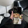 Роскошный чехол Clmj для iPhone 17 16 15 14 13 12 11 Pro Max X XS XR XSMax 7 8 Plus с рисунком "Кофе со льдом", воздушная глянцевая пленка, жесткая ПК-крышка