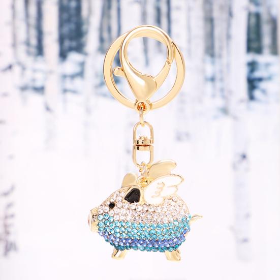 Модный брелок со стразами, инкрустированный летающей свиньей, брелок для ключей, подвесное украшение