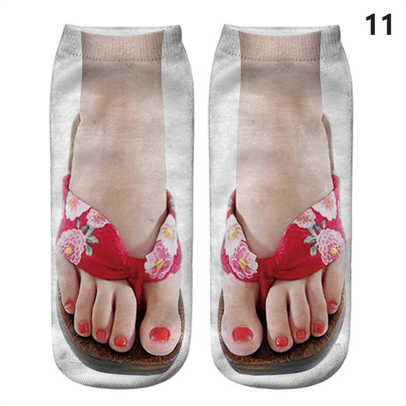 Симпатичные 3D носки со следами, женские кавайные хлопковые носки до щиколотки для девочек