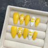 HANDMADE Artificial Nail Zodiac Sign - Pisces Almond Hand Painted Yellow Phototherapy Nails Fake Nails Reusable and Removable Nails