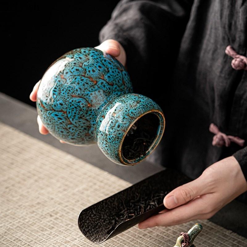 Керамические банки для чая в форме тыквы, герметичные банки, переносные банки для хранения зеленого чая пуэр, аксессуары для китайских чайных сервизов, небольшие подарочные коробки для чая