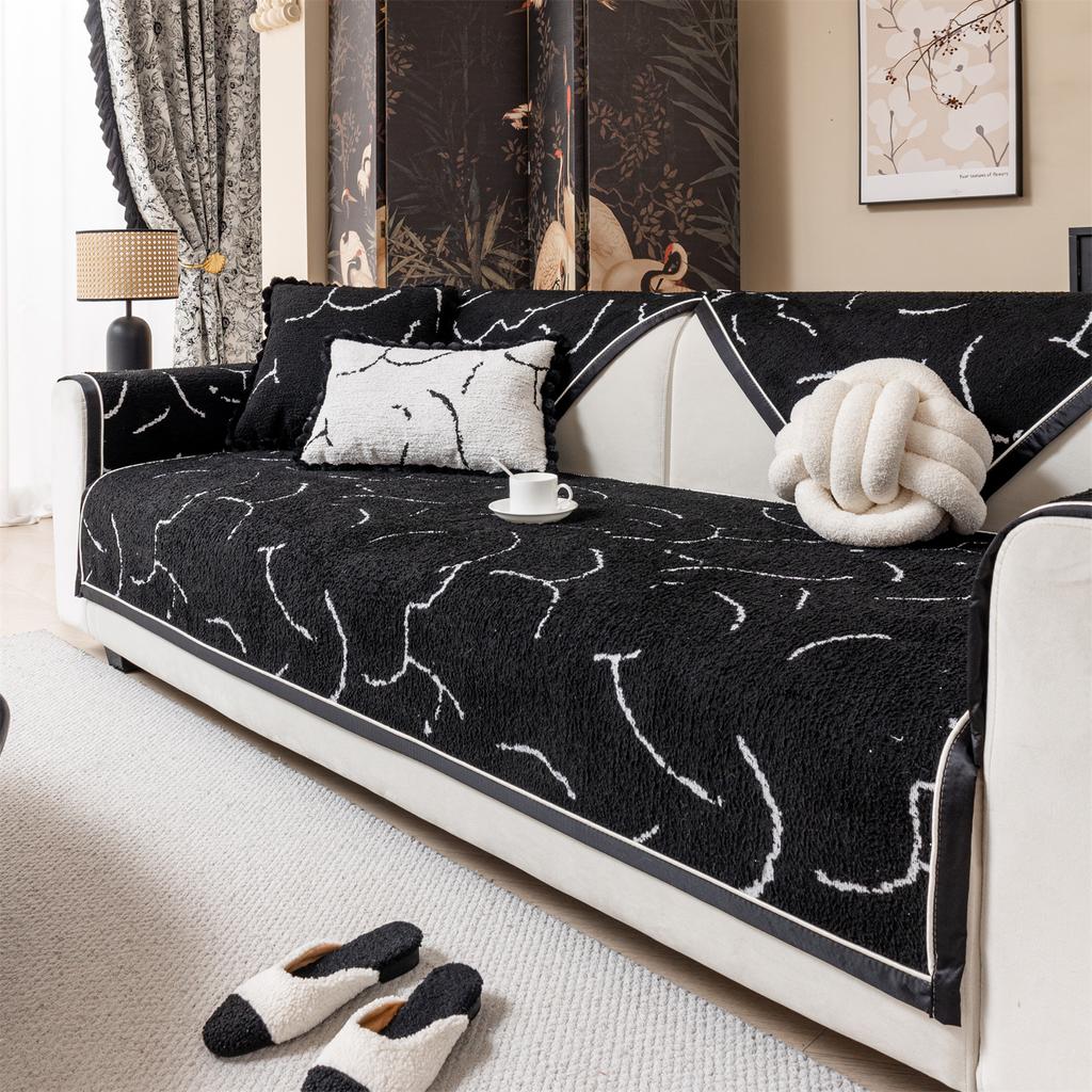 Thicken Lines Jacquard Fluffy Warm Fall/Winter Sofa Cover for Living Room Couch Seat Cushion Towel Slipcovers Decor