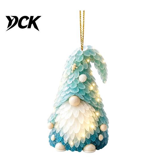 Handmade Style Christmas Decor Blue Glass House Hanging Ornament, Acrylic Double Side Thoughtful Gift Ideas Printed Tree Pendant, Festive Holiday Home