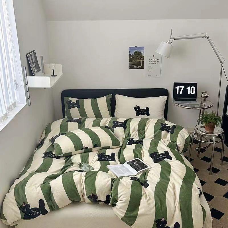 Комплект из трех простыней из стираного хлопка с рисунком «Бабочка» из четырех предметов, простыня для студенческого общежития