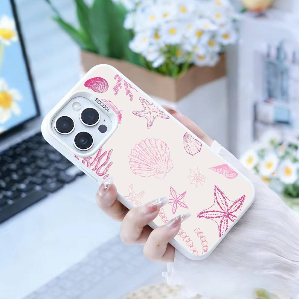 Красочный Морской Организм Чехол для Телефона Для iPhone17, 16,15,14,13,12 Pro Max белый Конфетный Матовый Ударопрочный Чехол