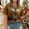 Женская коричневая футболка с абстрактным зебровым узором, повседневный стиль, лето, круглый вырез, короткий рукав, креативный пуловер, унисекс, Y2k, уличная одежда