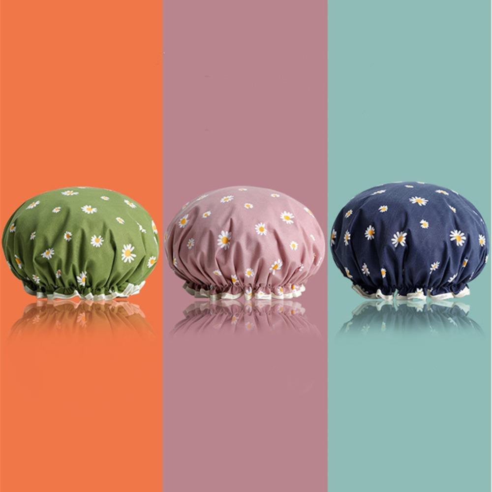 Bilayer Bathing Cap Waterproof Baked Oil Cap New Shower Headscarf  Lady