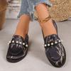 Большие размеры, жемчужный декор, плоские туфли для женщин 2025 года, модные весенние лоферы с принтом, женские легкие удобные туфли для офиса 43