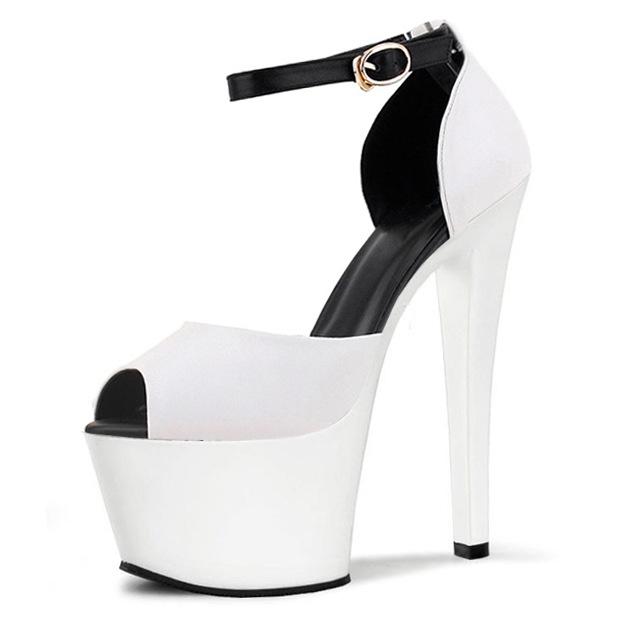 2025 новые летние модные женские босоножки на высоком каблуке с принтом «рыбий рот», с пряжкой в виде одного слова, тонкий каблук 20 см, модная женская обувь