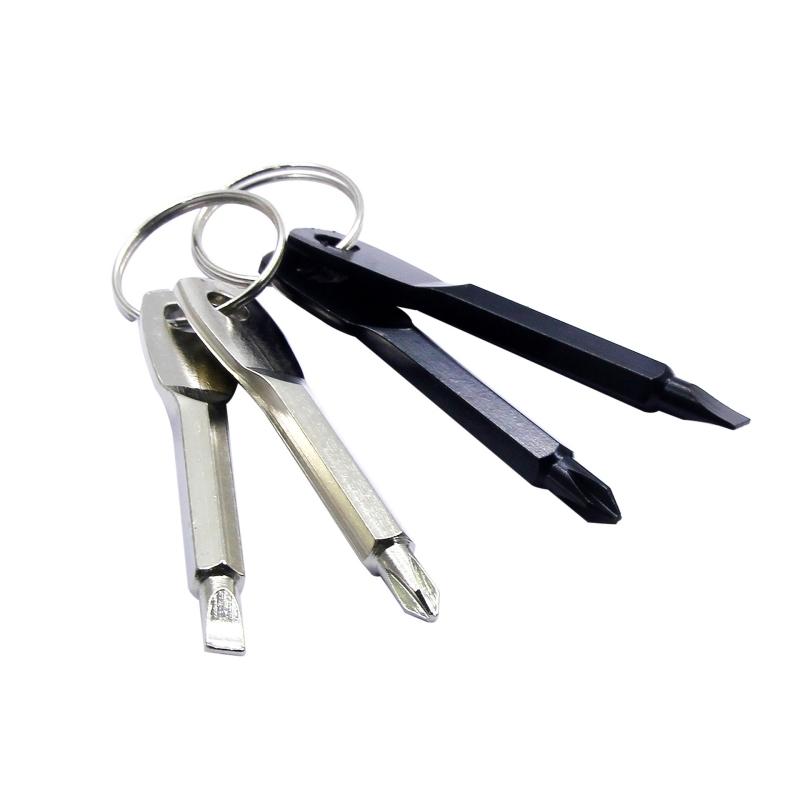 1set Portable Phillips Slotted Screwdriver Key Ring Multi Mini Pocket Repair Tool Gadget