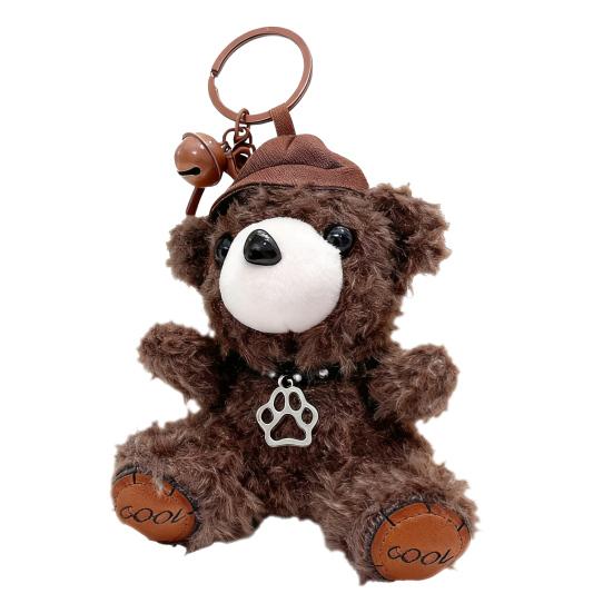 Cartoon Bear Keychain Plush Lovely Hats Bear Doll Cute Animal Pendant Grab Machine Hang Bag Daily Accessories