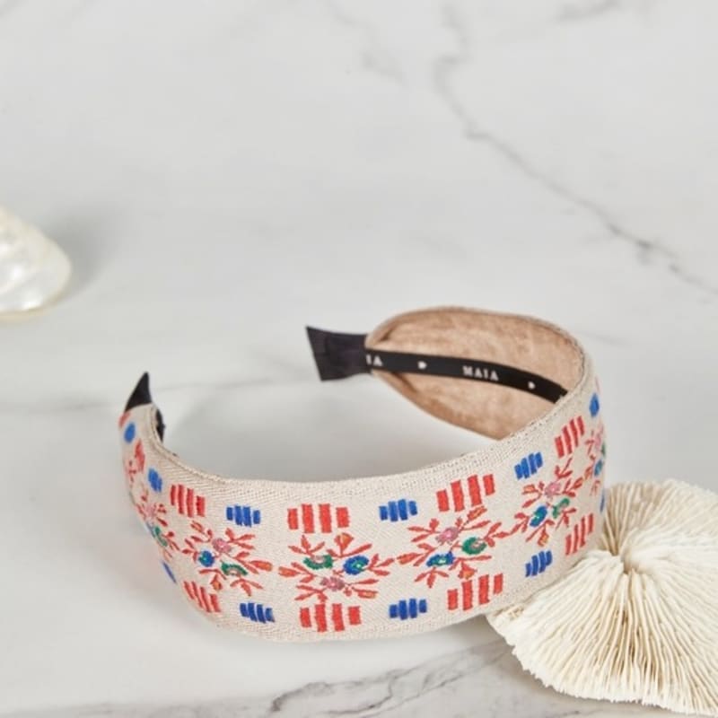 MAIA Garden Жаккардовая повязка для волос - Однотонная бежево-розовая