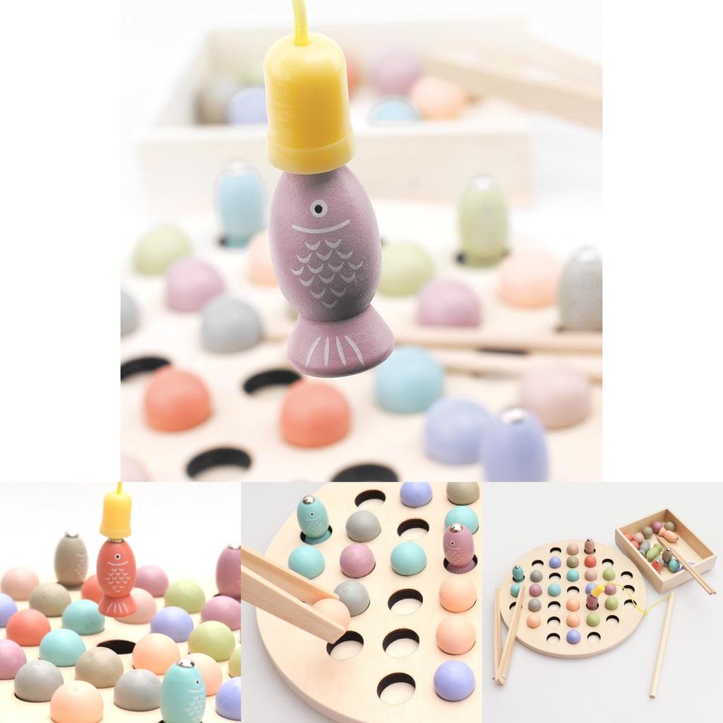 Развивающий деревянный магнитный набор для рыбалки для детей 36 Игрушка для тренировки внимания и концентрации