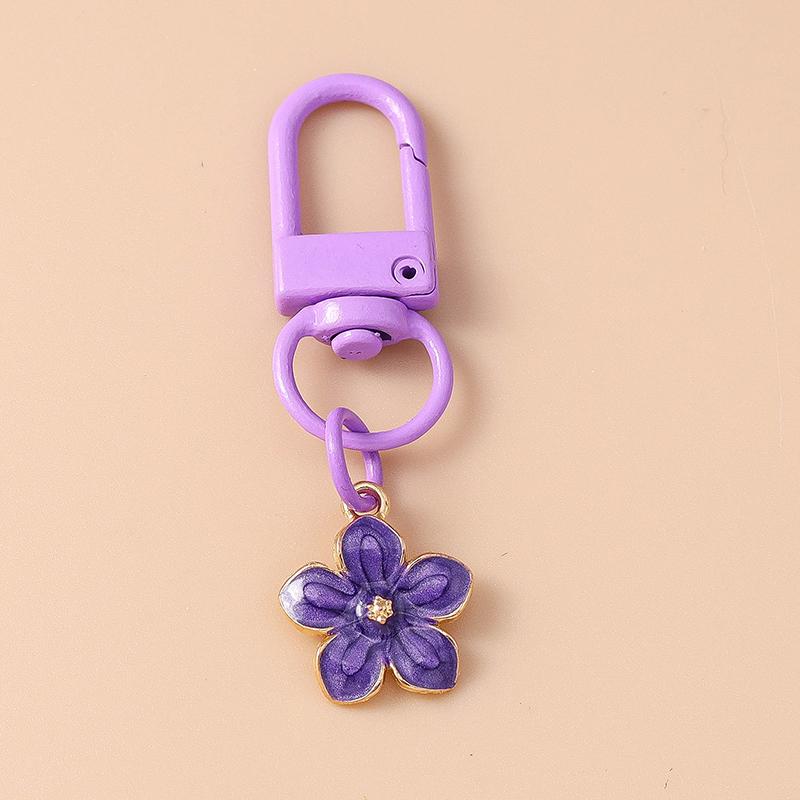 Cute Enamel Flower Keychain Butterfly Key Ring Pendant for Women Girls Handbag Decor DIY Handmade Jewelry Gift