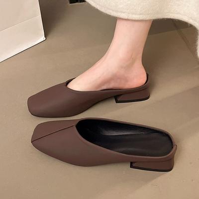 Летние Новые Женские Тапочки Туфли Мюли с Квадратным Носком Тренд 2025 Босоножки на Каблуке Вечеринка Слингбэки Вьетнамки Женские Шлепанцы Mujer