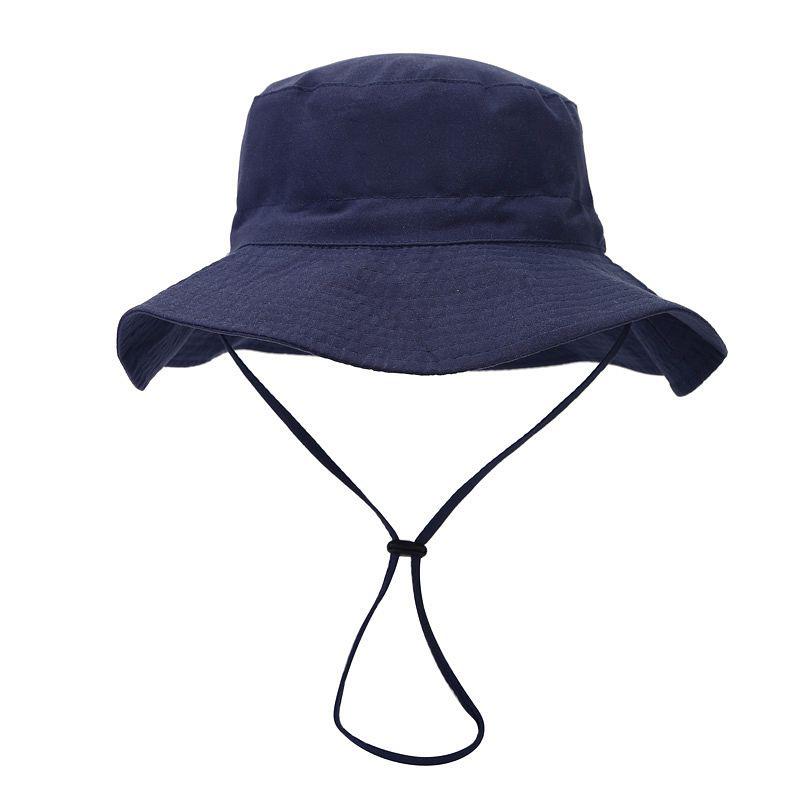 New Solid Color Kids' Bucket Hat with Windproof Rope: Breathable, Foldable, and Sun-Protective for Summer