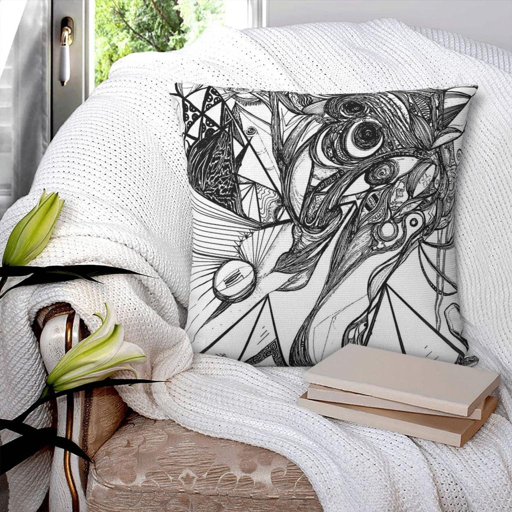 Pyramids Dark Figures Eyes Teeth Square Pillowcase Polyester Linen Velvet Creative Zip Decor Pillow Case Bed Cushion Cover 18"