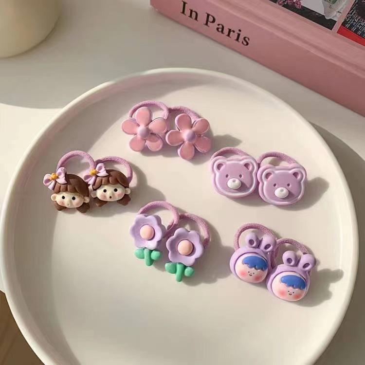 10pcs/set Little Girls Kawaii Elastic Hair Bands Cute Thumb Hair Twister Hair Tie Children High Elastic Cartoon Hair Accessories