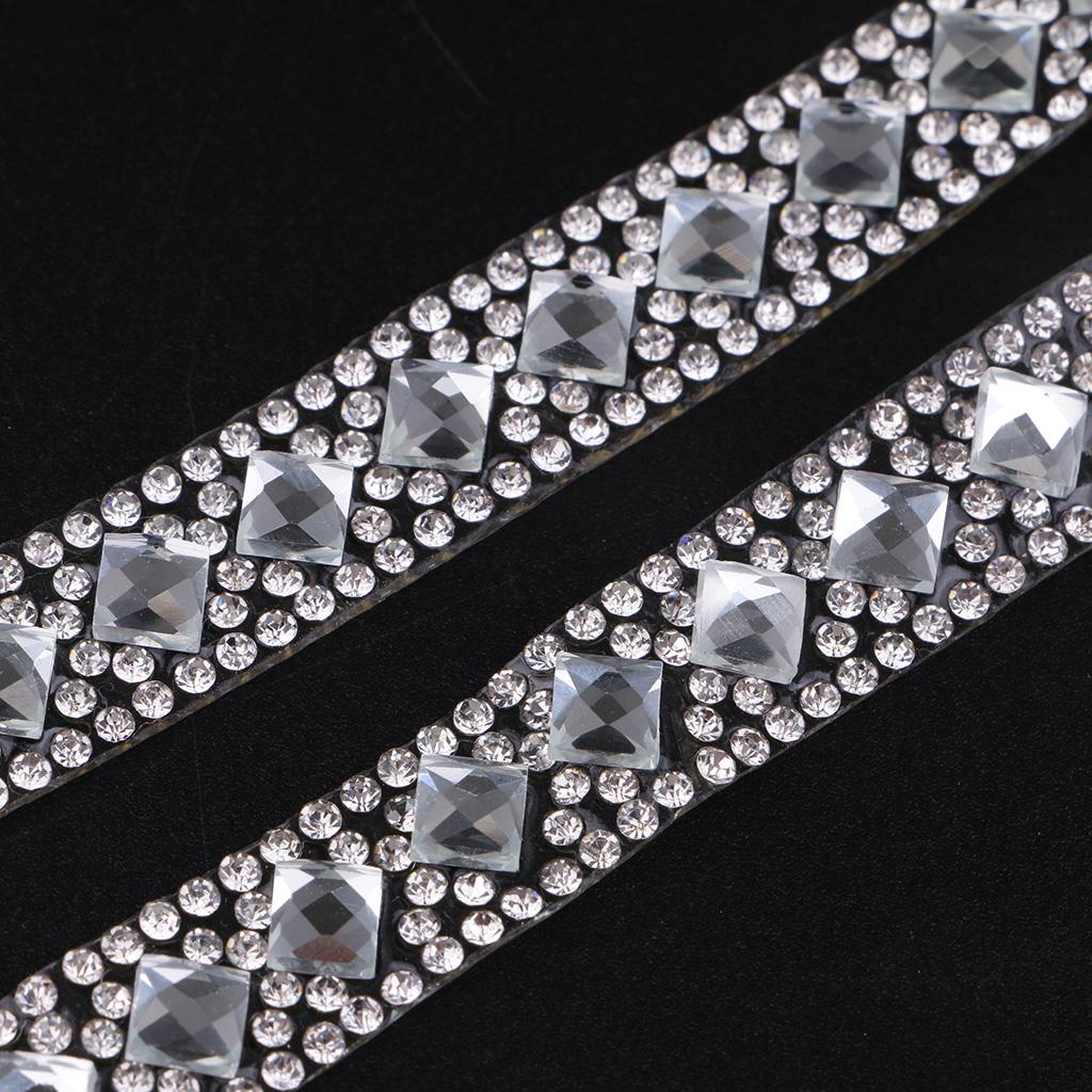 1 Yard Silver Rhinestone Ribbon Crystal Sewing Trim DIY Crafts 6 Rows 12mm