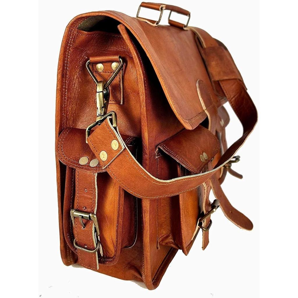 Мужской портфель ручной работы Винтажная кожаная сумка-мессенджер для офиса и ноутбука