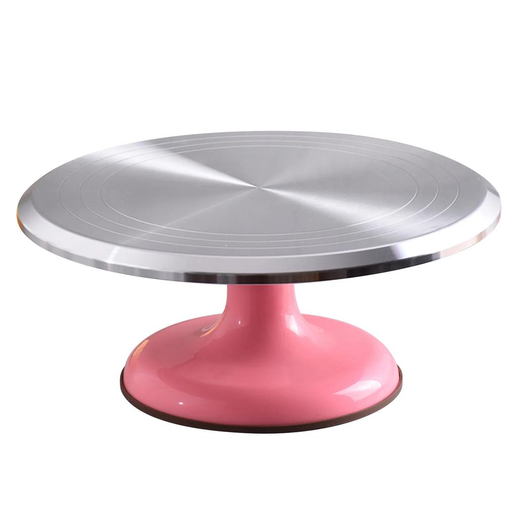 10 Inch Silent Bearing Rounded Edges Cake Turntable Revolving Cake Stand Aluminum Alloy for Home for Cake Decorating Supplies