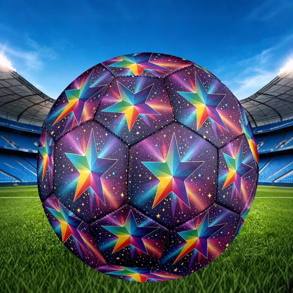 1pc Rainbow Starry Sky Theme Soccer Ball Football, Size 5, Lightweight PVC, Outdoor Training Soccer Ball,Gift j61451