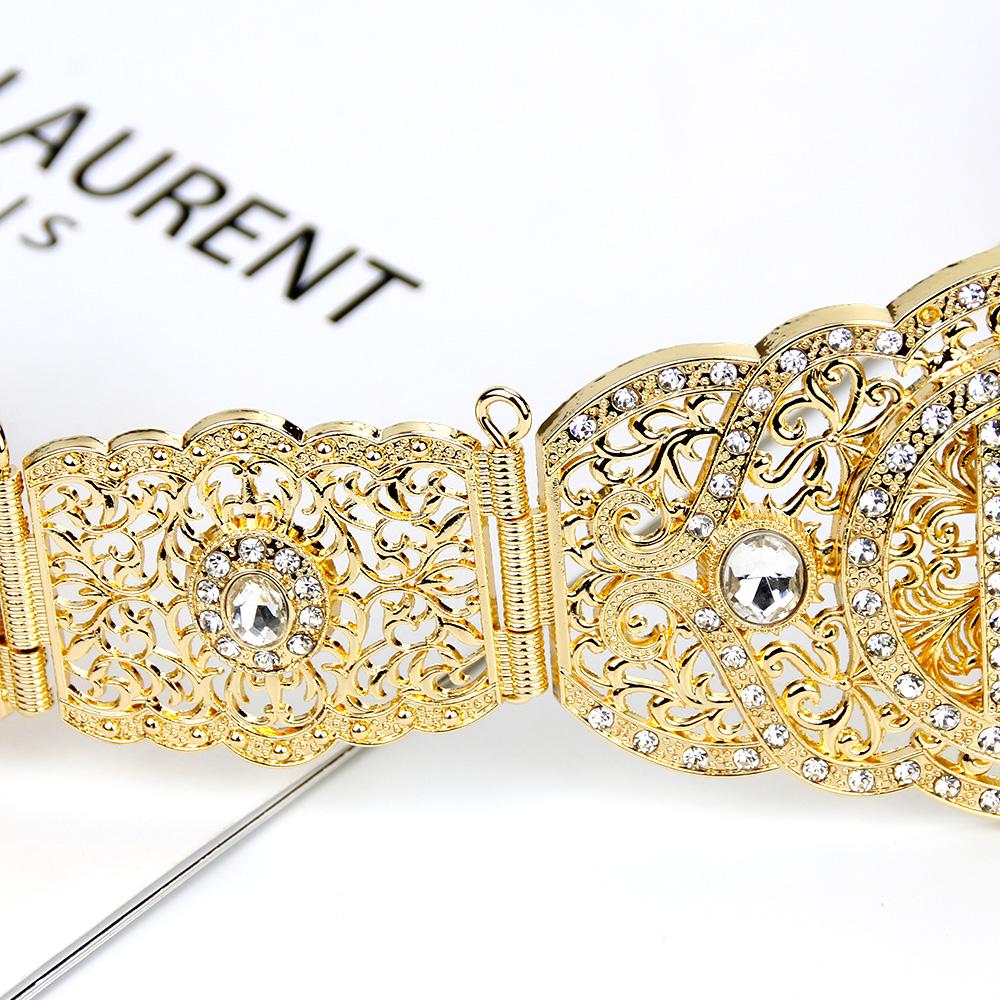 Gold Color Wedding Belt for Women Red&Green Crystal Metal Chain Adjustable Length