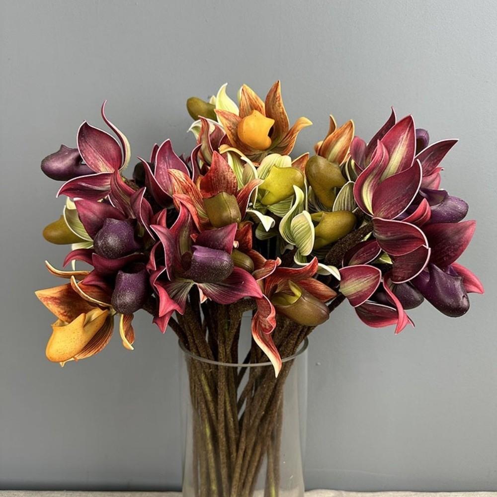 Single Branch Simulation Orchid Real Touch Silk Orchid Flower Outdoor Indoor Decor