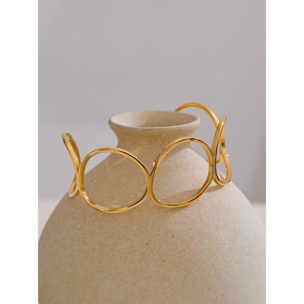 Eetit 60 мм минималистский полый браслет-манжета из нержавеющей стали браслет отличительный геометрический популярный ювелирный оптом новый