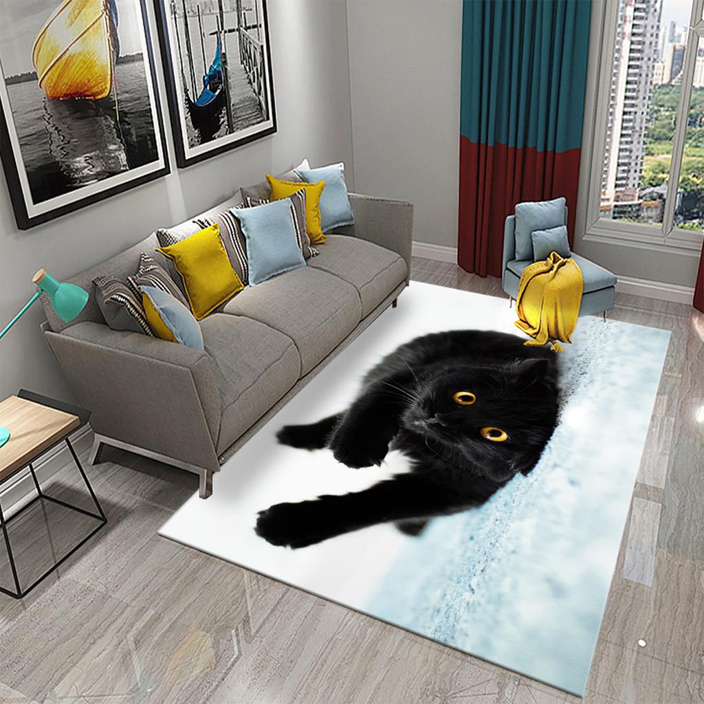 Коврик для спальни, коврик для ванной комнаты, домашний декор, нескользящий дверной коврик, милый загадочный ковер с черным котом, ковер для гостиной