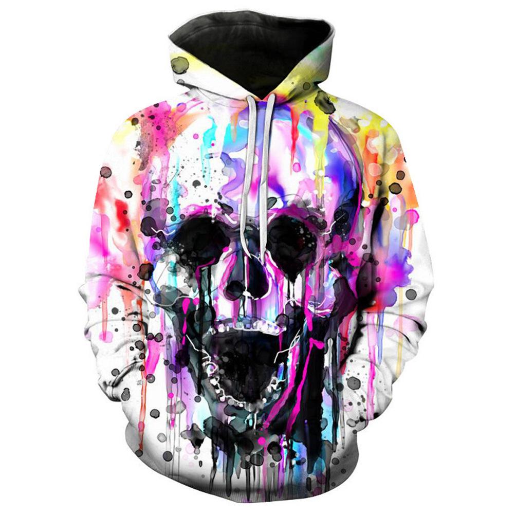 2023 Halloween 3D Digital Print Skull Pattern Hoodie Hoodie