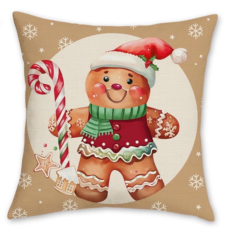 Christmas Pillowcase Cartoon Cookies Little Man Snowflake Christmas Tree Home Sofa Pillowcase