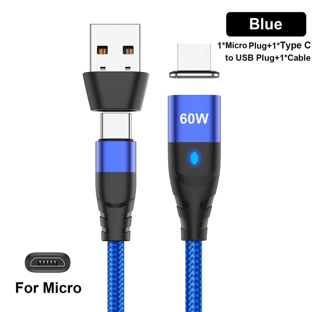 60 Вт Магнитный Кабель Быстрая Зарядка USB C на TypeC Micro Магнитный Дата-Кабель для Samsung Магнитный Зарядный Провод USB A Адаптер