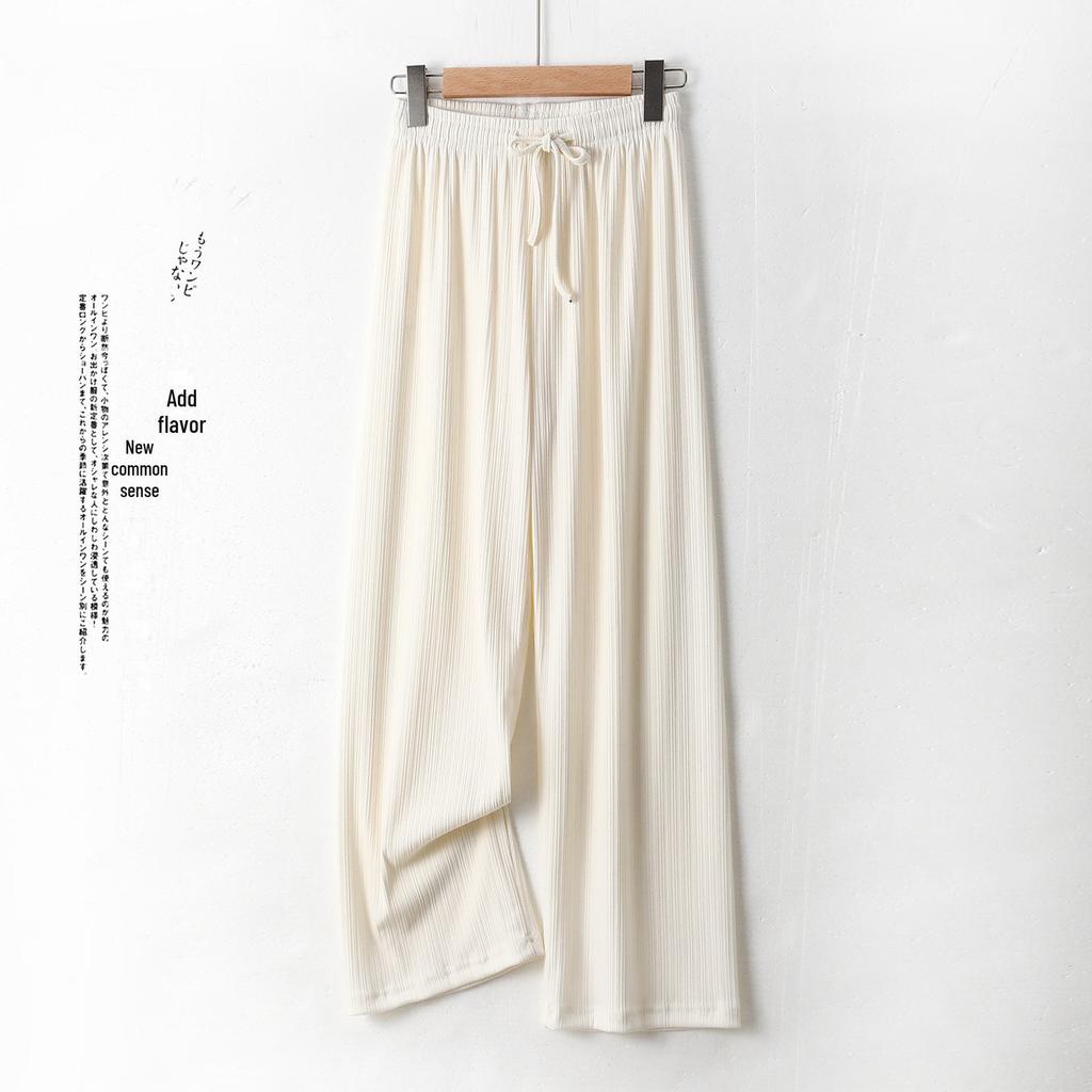 Women's Spring/Summer Ice Silk Wide-Leg Pants: High Waist, Slim Fit, Anti-Mosquito, Cool & Stylish
