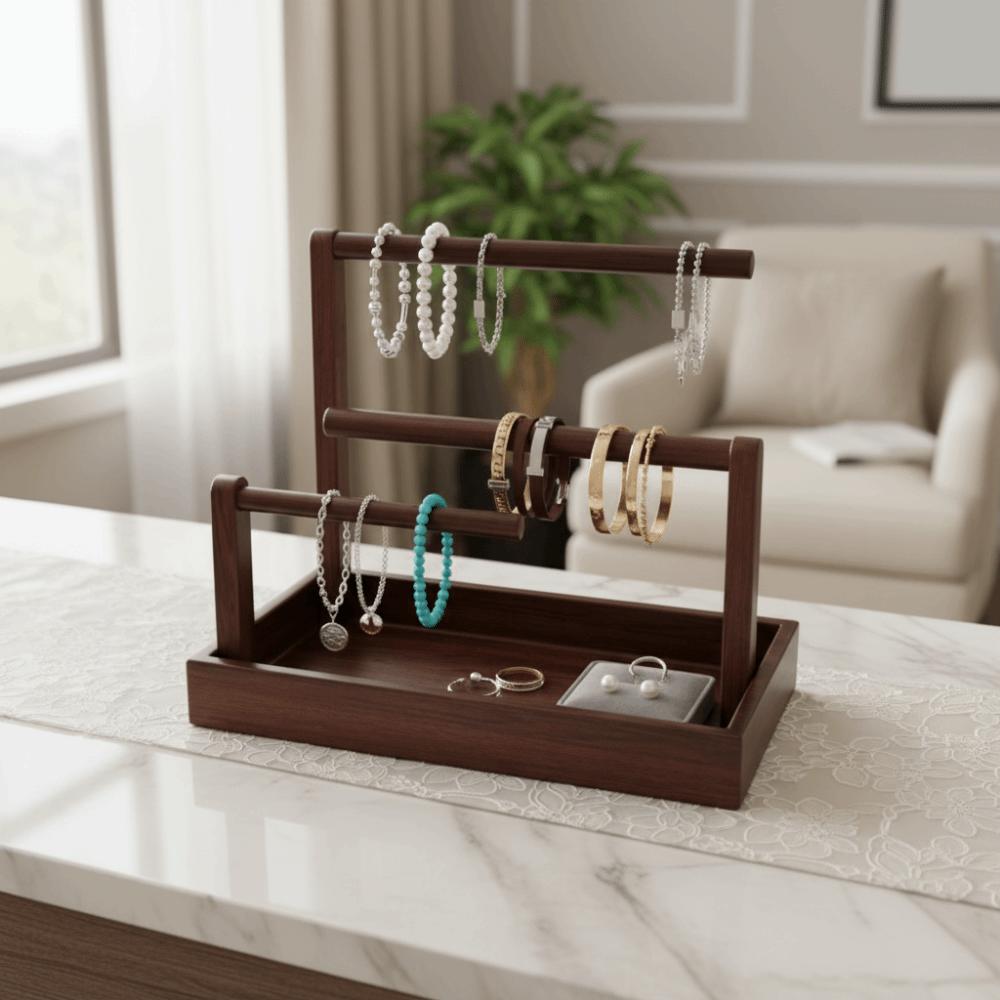 Solid Wood Bracelet Storage Holder Large Size Jewellery Organizer Closet Organization