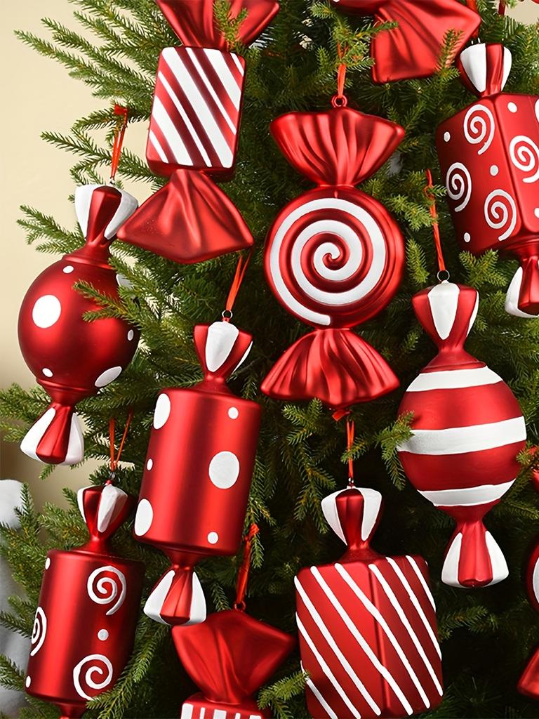 Christmas Decoration 30cm Red Candy Props Christmas Tree Ornaments, Set of 2