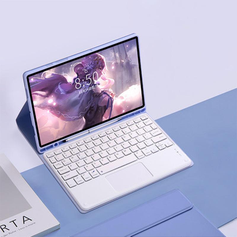 Защитный чехол-клавиатура Bluetooth с подсветкой и слотом для стилуса для Samsung Tab A11 (X133/X135)