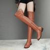 Women'S High Boots Plus Size 34-47 Fashion Ladies Autumn Winter Round Toe Over The Knee Boots Zip Low Heels Women Boots 2025 Newest