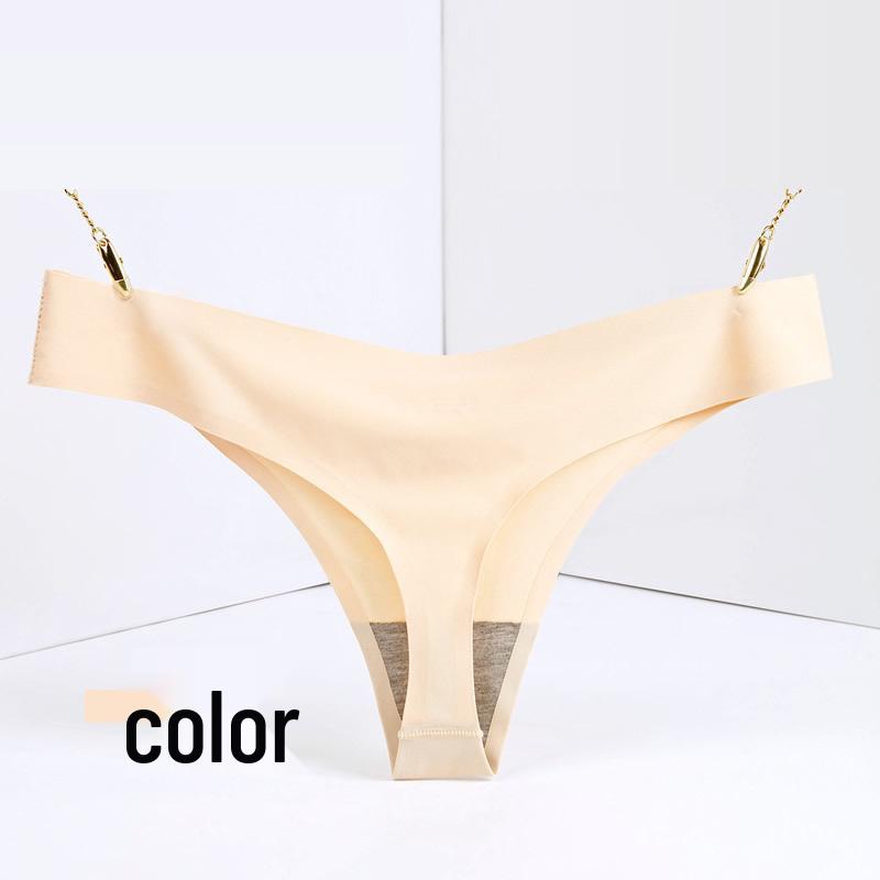 Burgundy Plus Size Low Rise Invisible Ice Silk Quick-Dry Thong Panties for Women