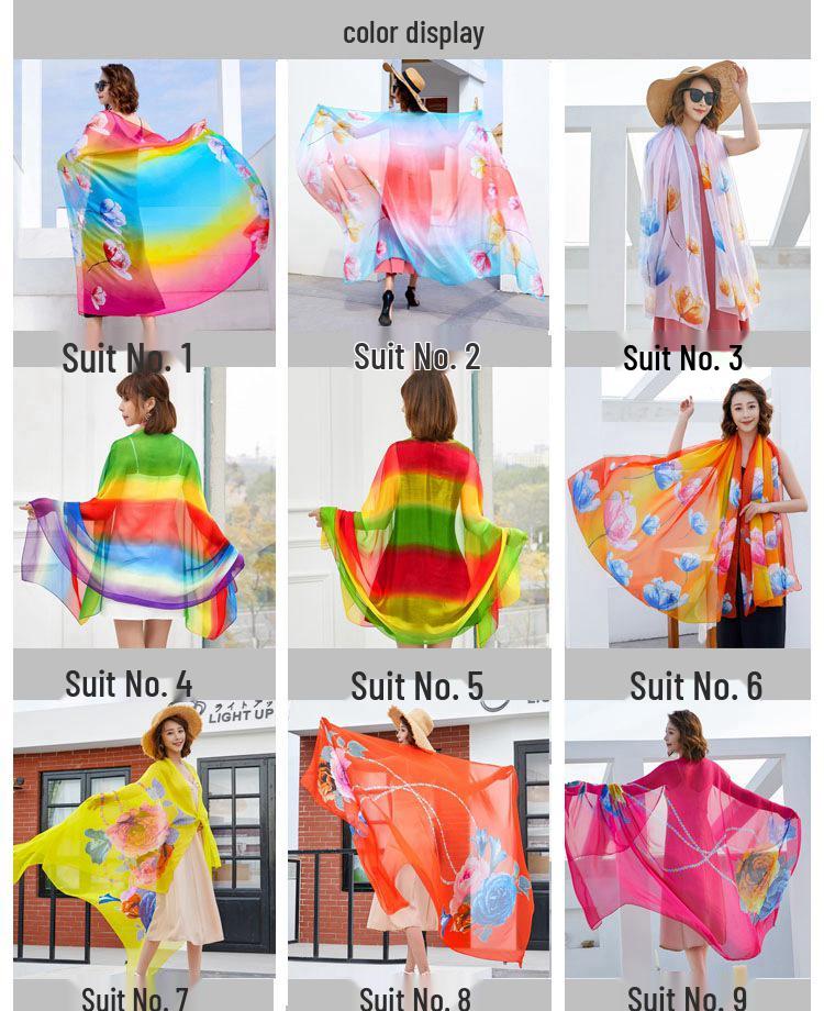Women's Chiffon Scarf - Lightweight, Printed Sun Protection for Spring, Summer, Fall - Versatile Beach Shawl