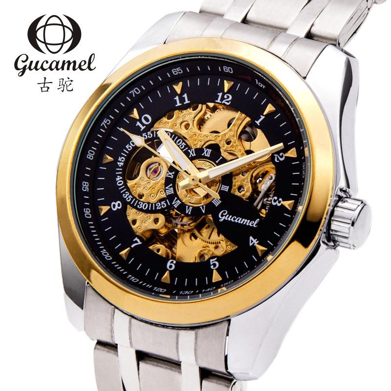 Мужские механические часы GUCAMEL, модные деловые механические часы, полые часы